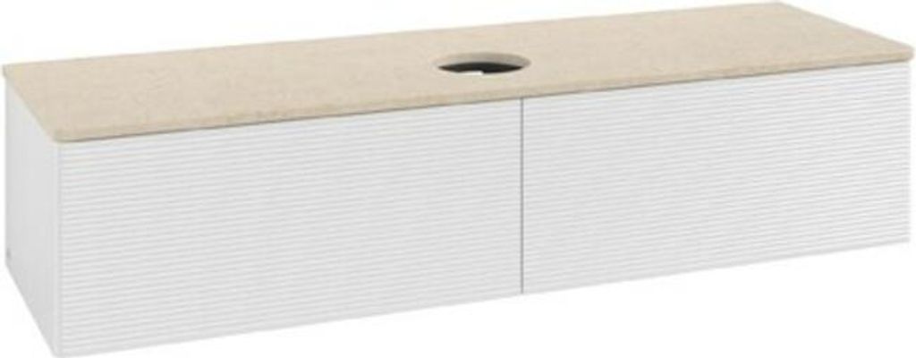 V&B Waschtischunterschrank mit Frontstruktur Antao 160x50cm, WBP-farbe botti., glo wh. Lac