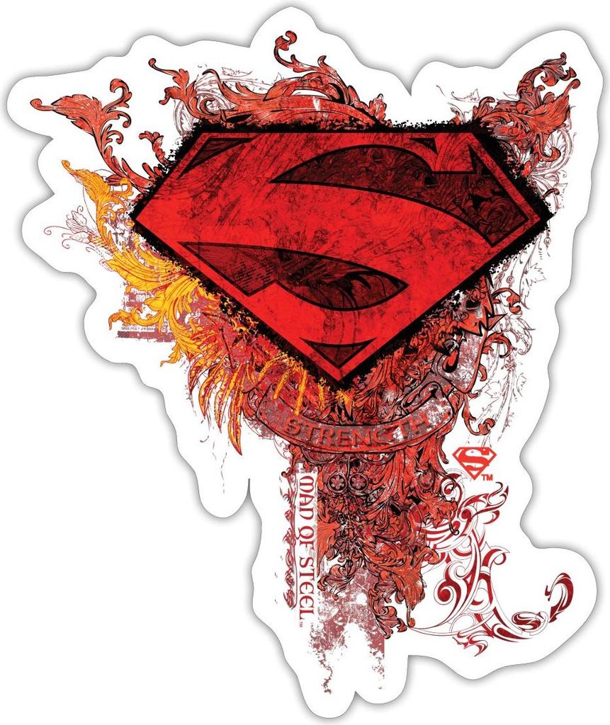 Spreadshirt DC Comics Superman Logo Strength Sticker Aufkleber, 10 x 10 cm, Mattweiß
