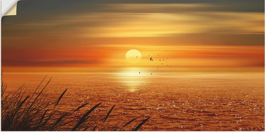 ARTland Wandbild, selbstklebend Sonnenuntergang über dem Meer Größe: 150x75 cm