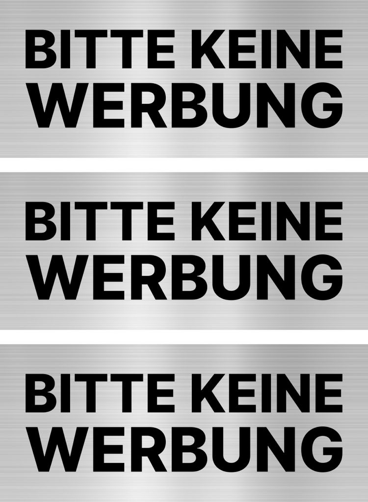 3x Sticker Aufkleber Keine Werbung einwerfen Briefkasten 7x3 cm Silber