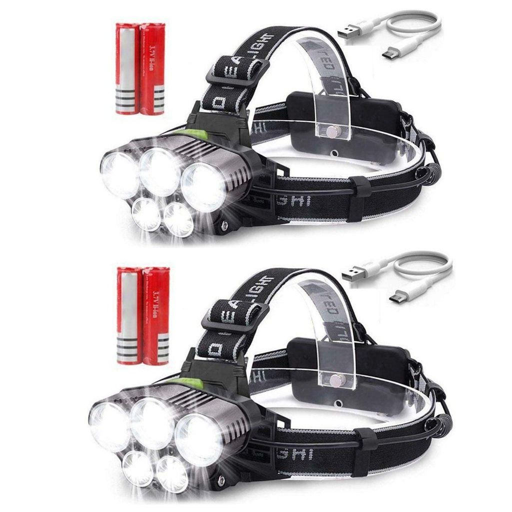 Profi LED Stirnlampe Kopflampe  5x T6 Inkl USB Schweinwerfer Taschenlampe CREE 