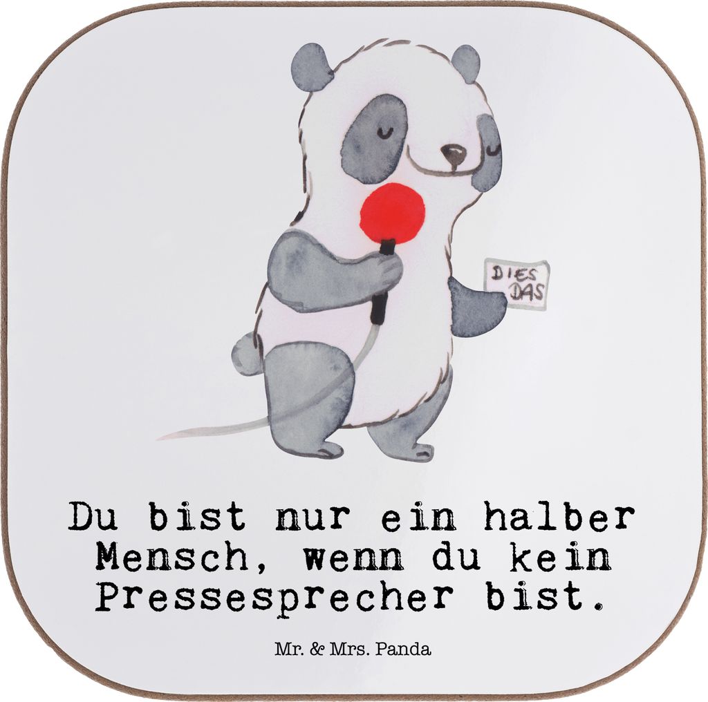 Mr. & Mrs. Panda Tassen Untersetzer Pressesprecher Herz - Weiß - Geschenk, eckiger, Tischuntersetzer, für Gläser, gläseruntersetzer, unterleger...