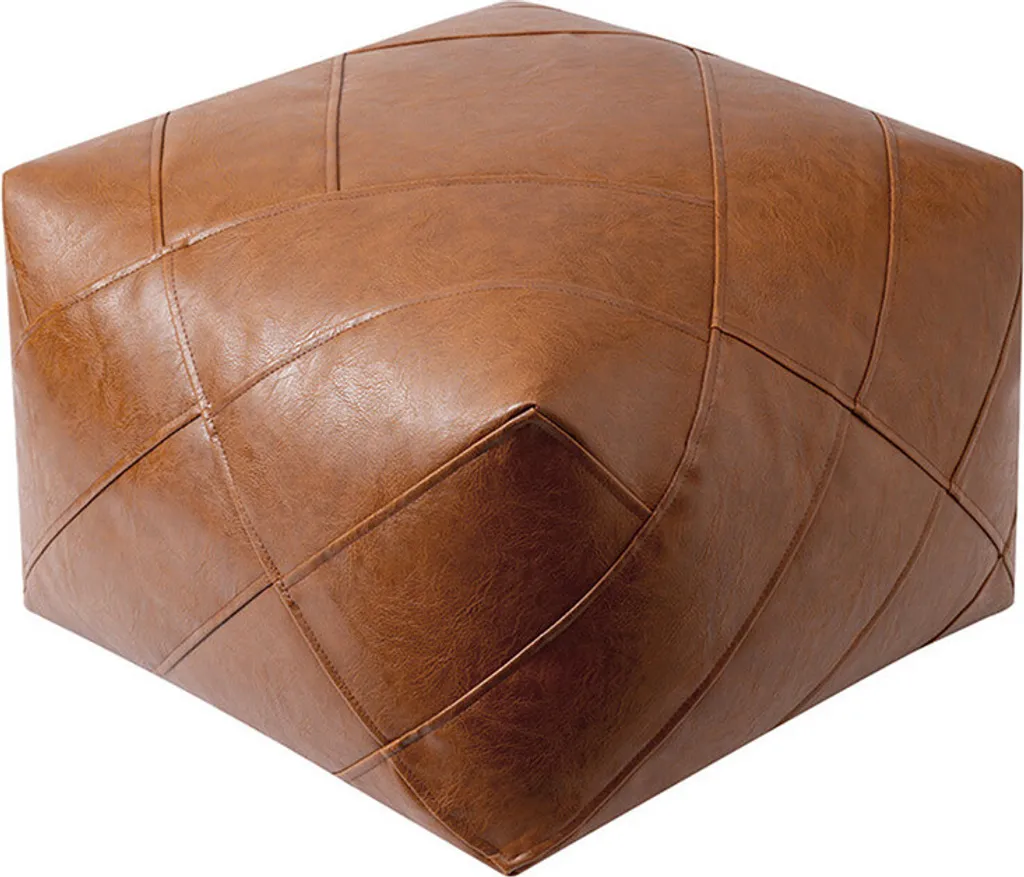 Pouf de sol en cuir orange 45 cm | Gagnez de la place au salon