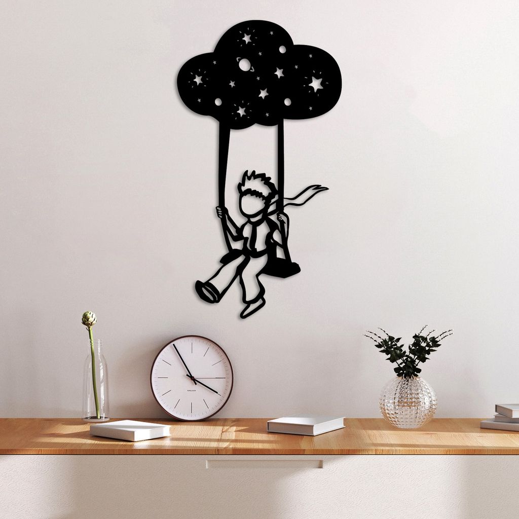 Wallity, The Little Prince 6, Nachbildungatives Wandaccessoire aus Metall, Schwarz, 100 % METALL, 34 x 62 cm