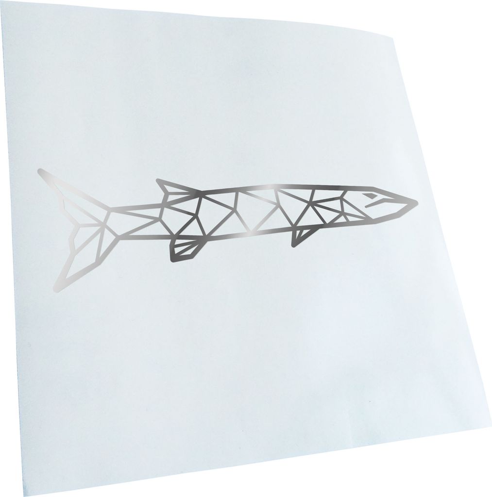 Kiwistar - Autoaufkleber - Barakuda Polygon - Chrom - 30x9cm - Aufkleber für Auto, Laptop, Fahrrad, LKW, Motorrad mehrfarbig JDM Decal Racing