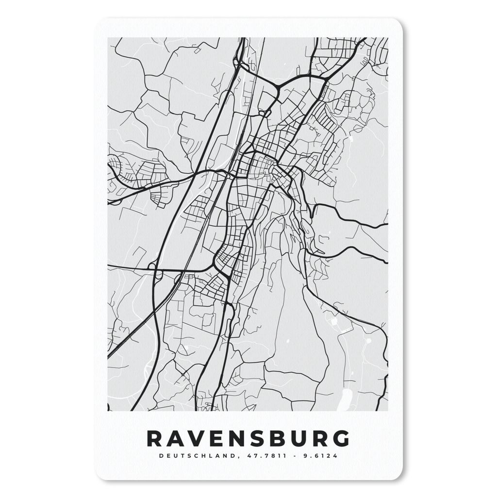 MuchoWow Mauspad Mousepad Karte - Deutschland - Ravenburg - Karte - Stadtplan 18x27 cm - Mousepads - Maus Mat - Pad - Mausunterlage