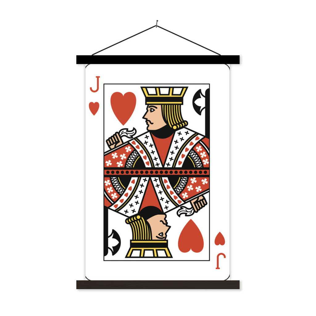 MuchoWow Textilposter Illustration einer Herz-Bube-Spielkarte 40x60 cm mit schwarzem Rahmen - Wanddekorationen