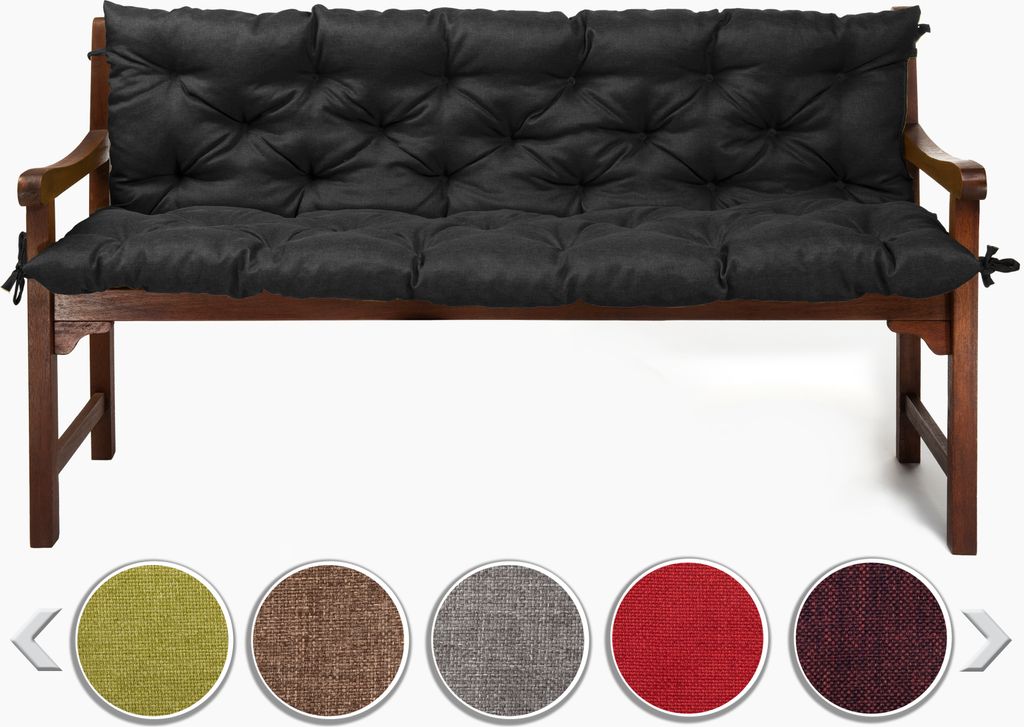 sunnypillow Bankauflage Stuhlkissen Bankkissen 150 x 40 x 40 cm Sitzkissen und Rückenkissen für Hollywoodschaukel Polsterauflage Auflage - Schwarz