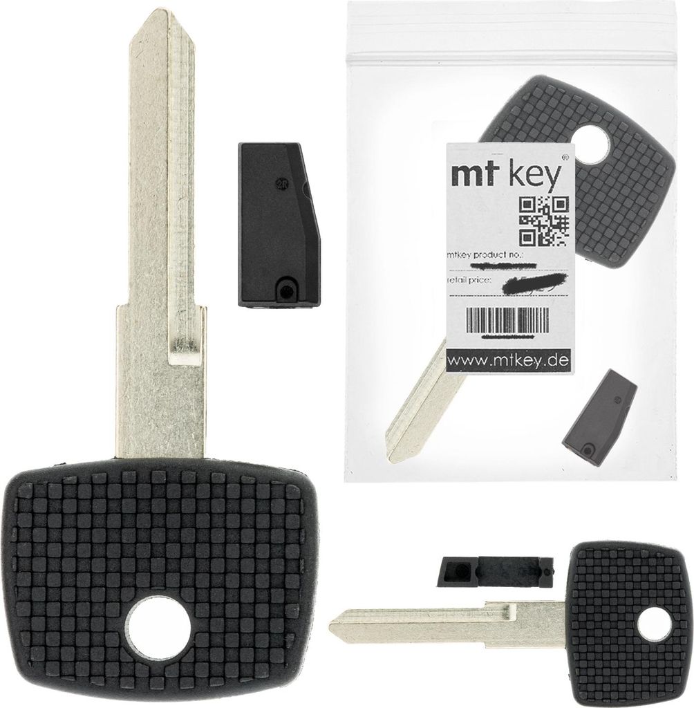 MT-KEY LKW Zünd Schlüssel Rohling YM15 + ID12 Transponder Wegfahrsperre kompatibel mit Mercedes Benz Actros Ab 98 Sprinter T1N 03-06 Sprinter T1N...