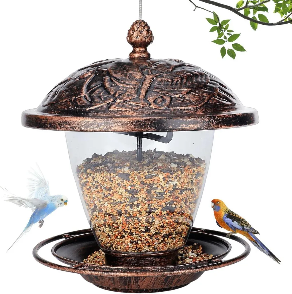 Mangeoire Oiseaux pour Jardin et Balcon 1,2L - Décoration Bronze Utile
