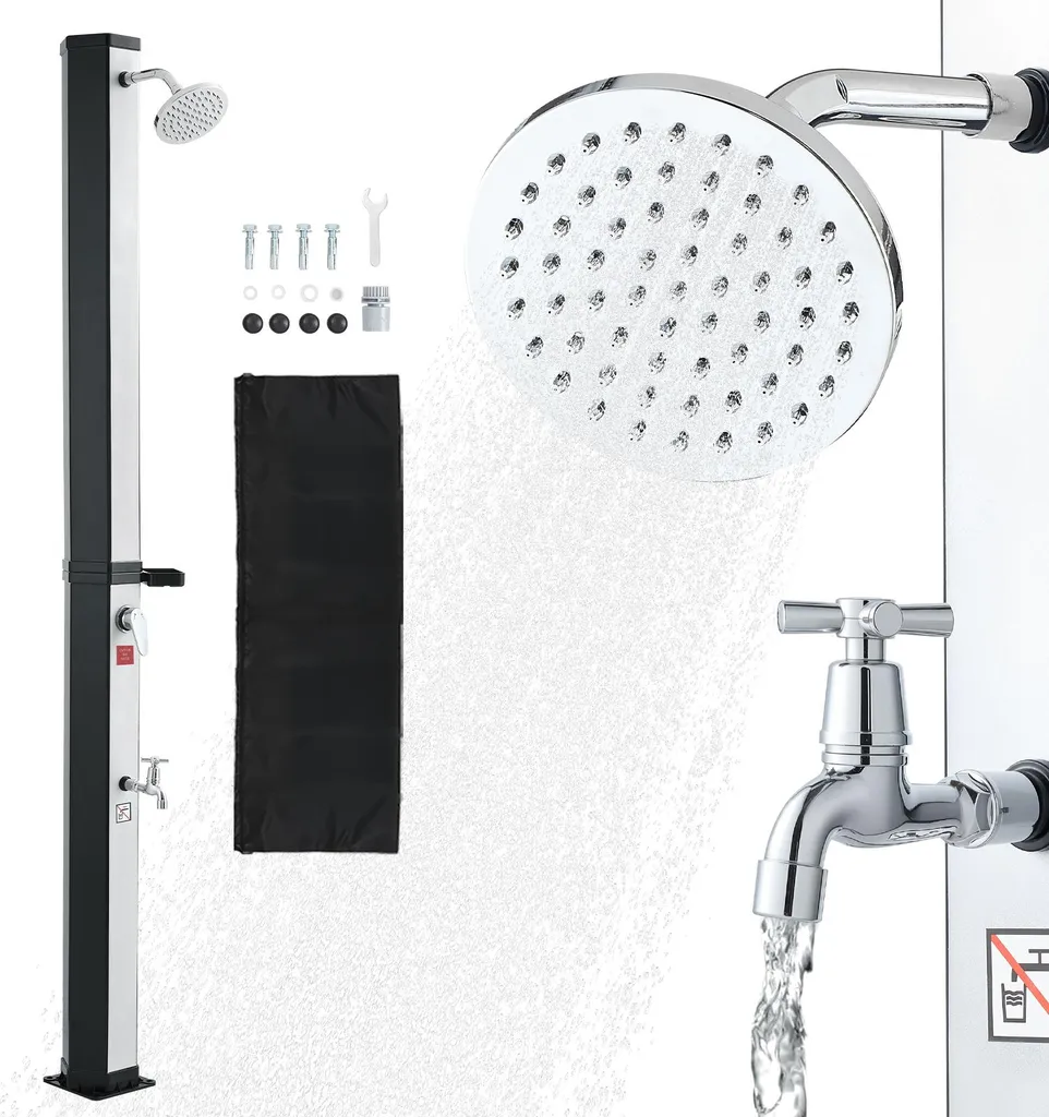 Douche de Jardin Solaire 35 Litres avec Rince-pieds et Mitigeur