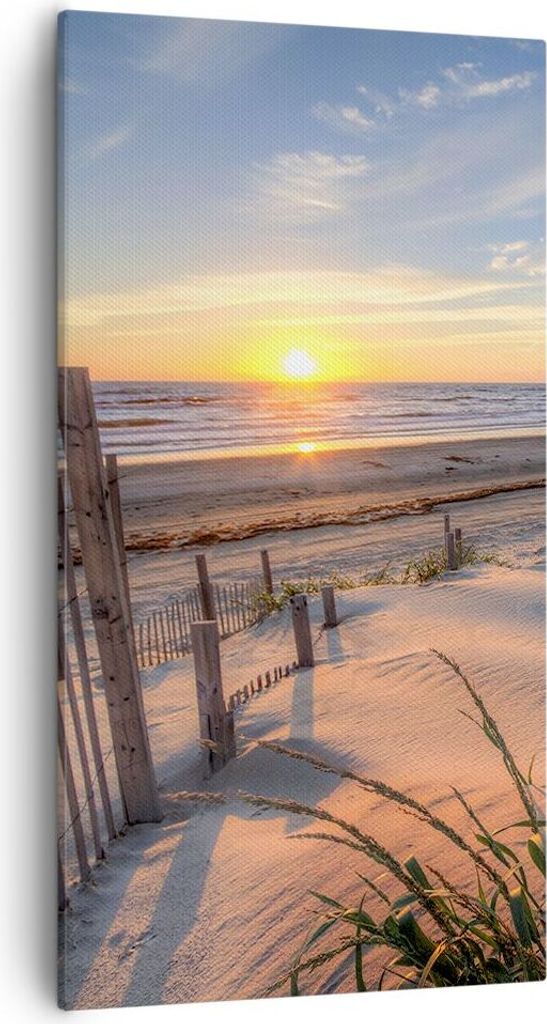 Bild auf Leinwand - Leinwandbild - Einteilig - Westen Sonne Düne - 55x100cm - Wand Bild - Wanddeko - Wandbilder - Leinwanddruck - Bilder - Wanddek...
