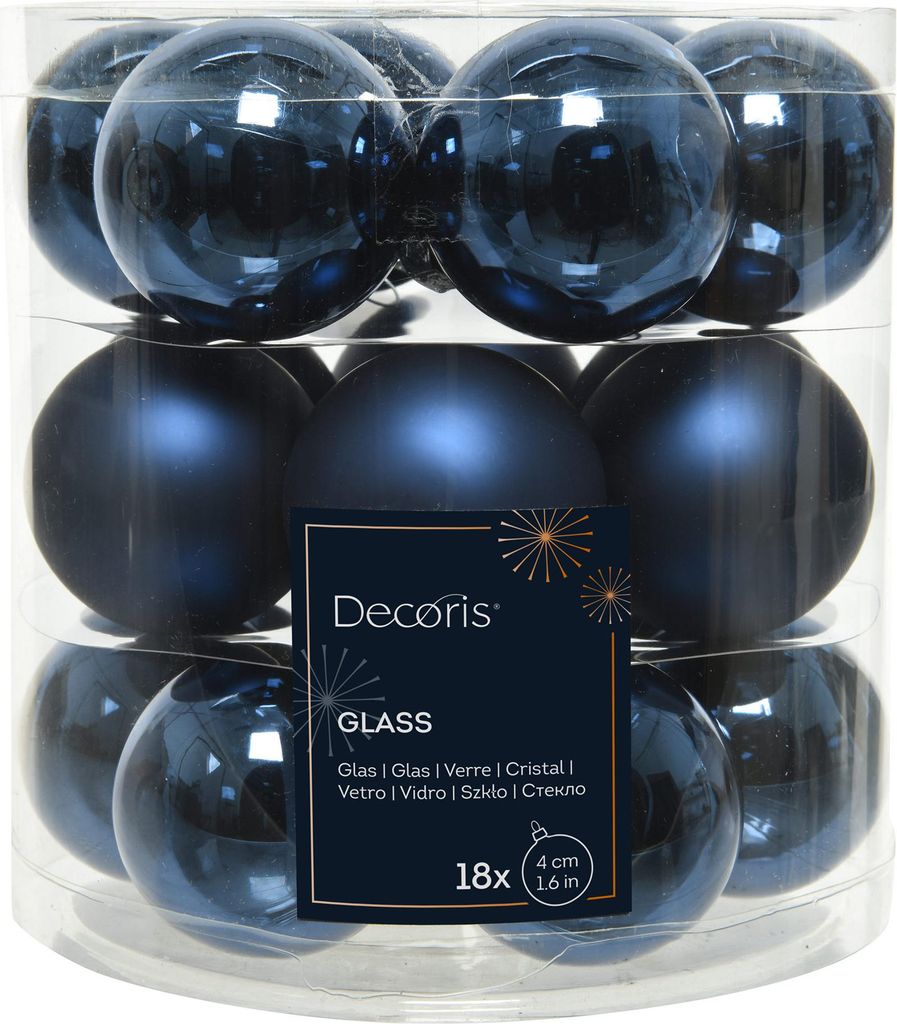 Weihnachtskugeln Glas 4cm 18 Stück - Nachtblau
