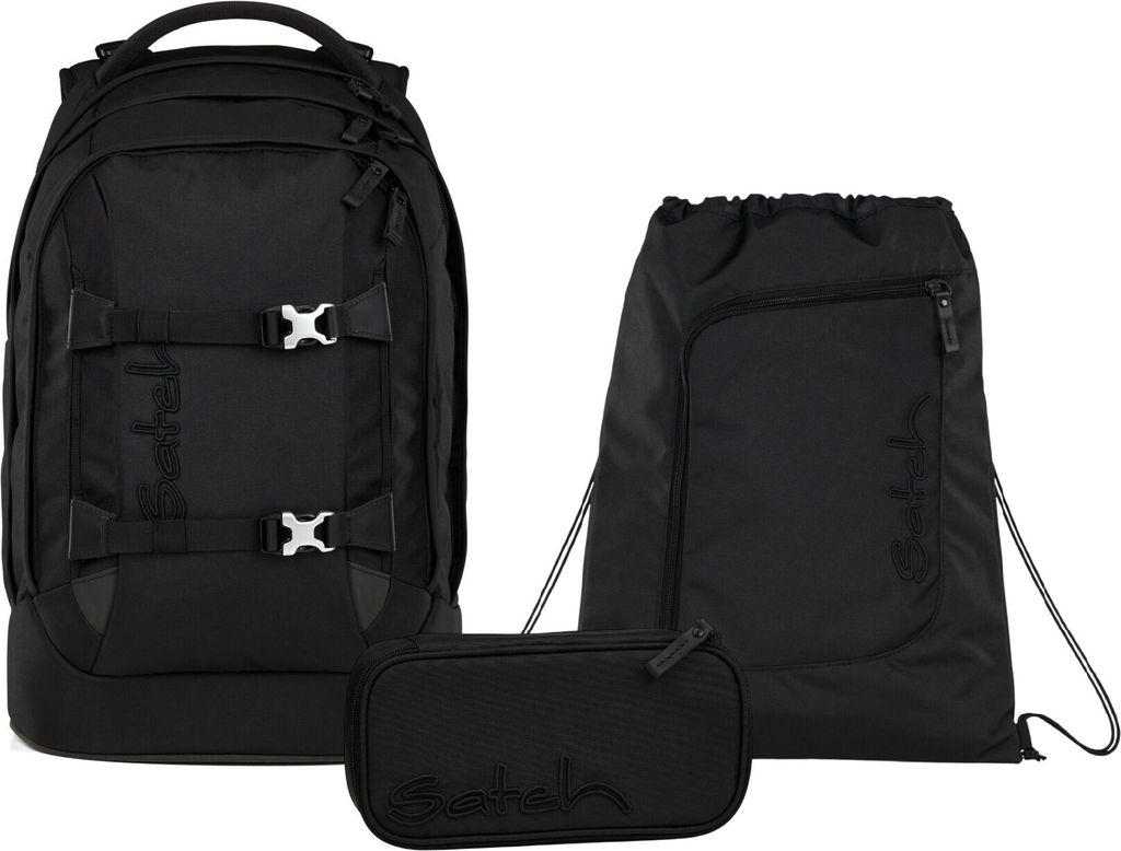 Satch Schulrucksack-Set PACK Nordic Black 3-teilig, ab 5. Klasse