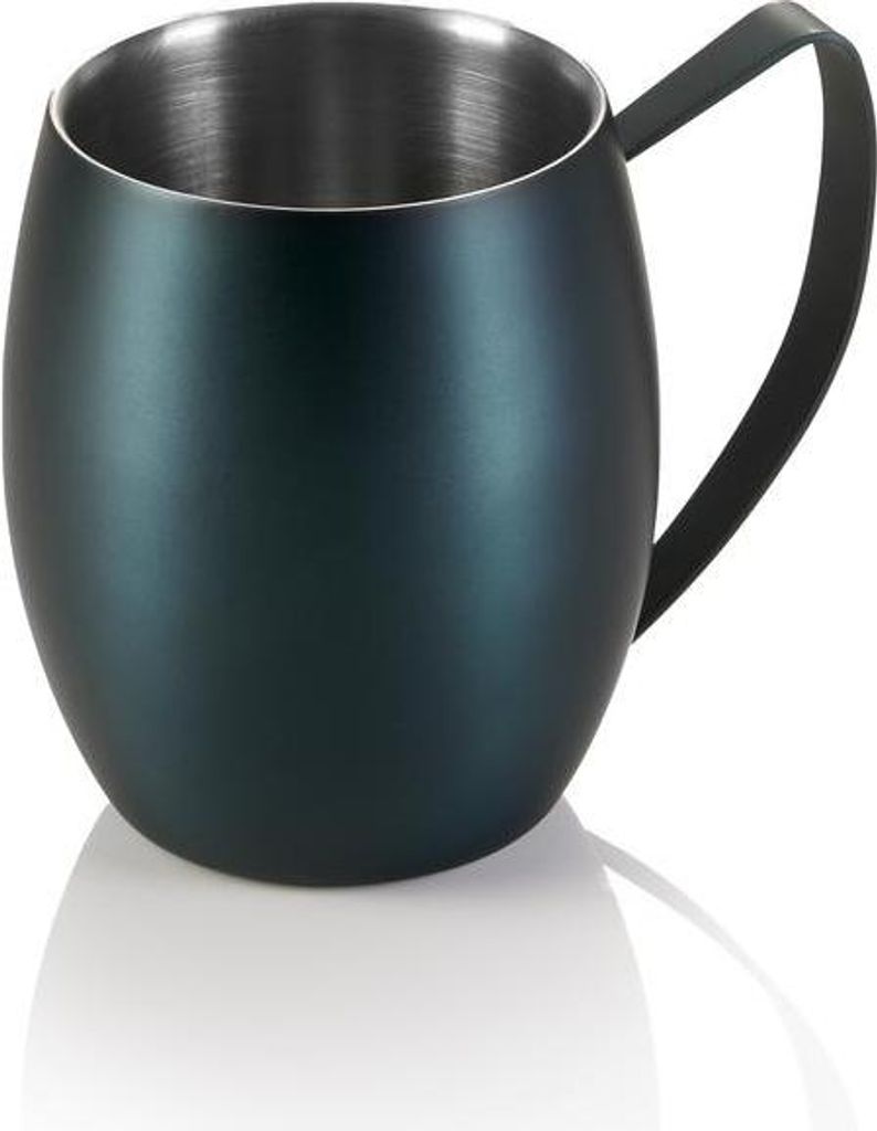 4x Moscow Mule Nocturn, 0,38 ltr., Ø 10 cm, Höhe 11,5 cm, blau matt - HLC, doppelwandig, Chromnickelstahl 18/10