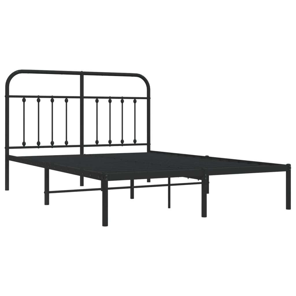 vidaXL Struttura letto con testiera in metallo nero 140x200 Immagine del prodotto 