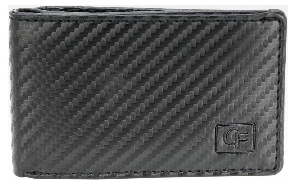 Herren Mini-Geldbörse mit RFID-Schutz – extra kleines Portemonnaie in Carbon-Optik – Schwarz