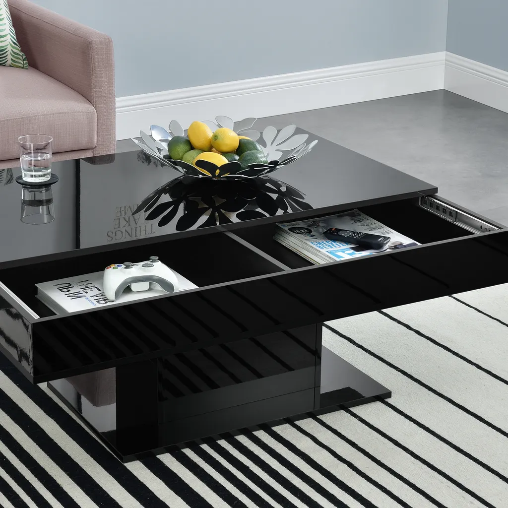 Table basse noire avec rangements 2 compartiments modulables 110x60cm - 7