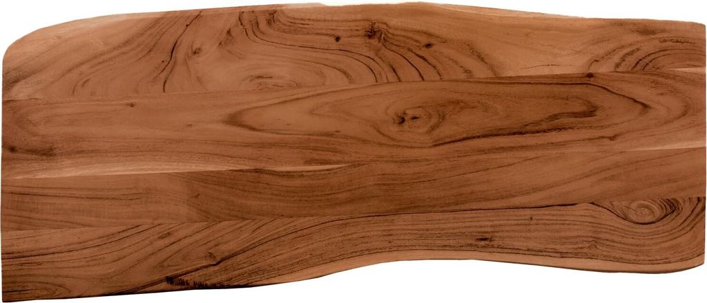 Holzplatte 100x40 cm Curtis, Tischplatte aus Akazienholz massiv + nussbaumfarben, Baumkanten-Platte für Heimwerker, geeignet für Arbeitsplatten, ...