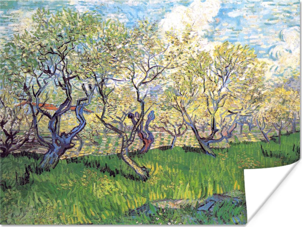MuchoWow Poster Obstgarten mit blühenden Pflaumen - Vincent van Gogh 40x30 cm - Plakate für die Wände - Poster Wohnzimmer