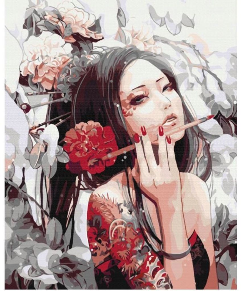 Malen nach Zahlen Mädchen mit Tattoo 40x50