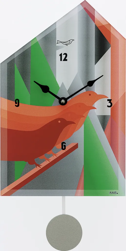 AMS 7493 Horloge murale moderne en verre et aluminium brossé 30cm