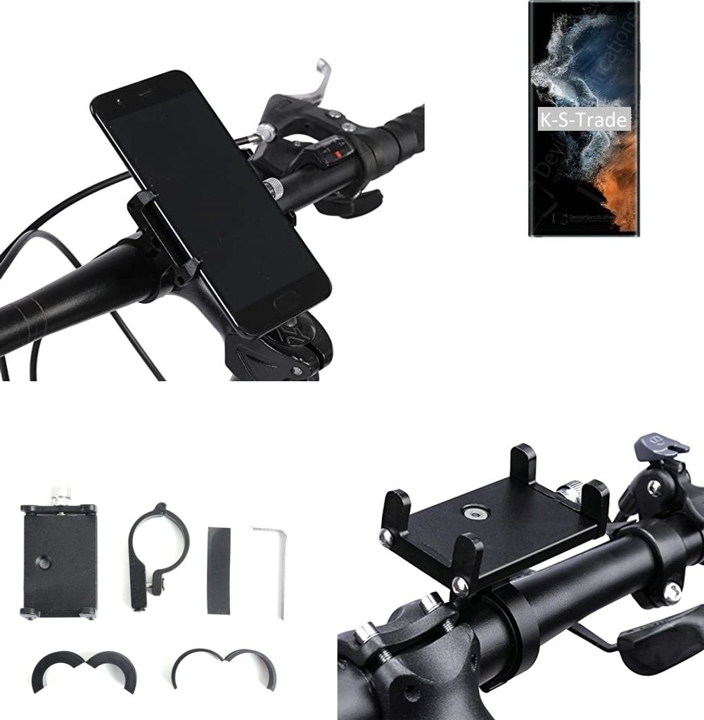 K-S-Trade Handyhalterung für das Fahrrad kompatibel mit Samsung Galaxy S22 Ultra Exynos Halter Lenkstange Fahrradhalterung Motorrad Bike Mount