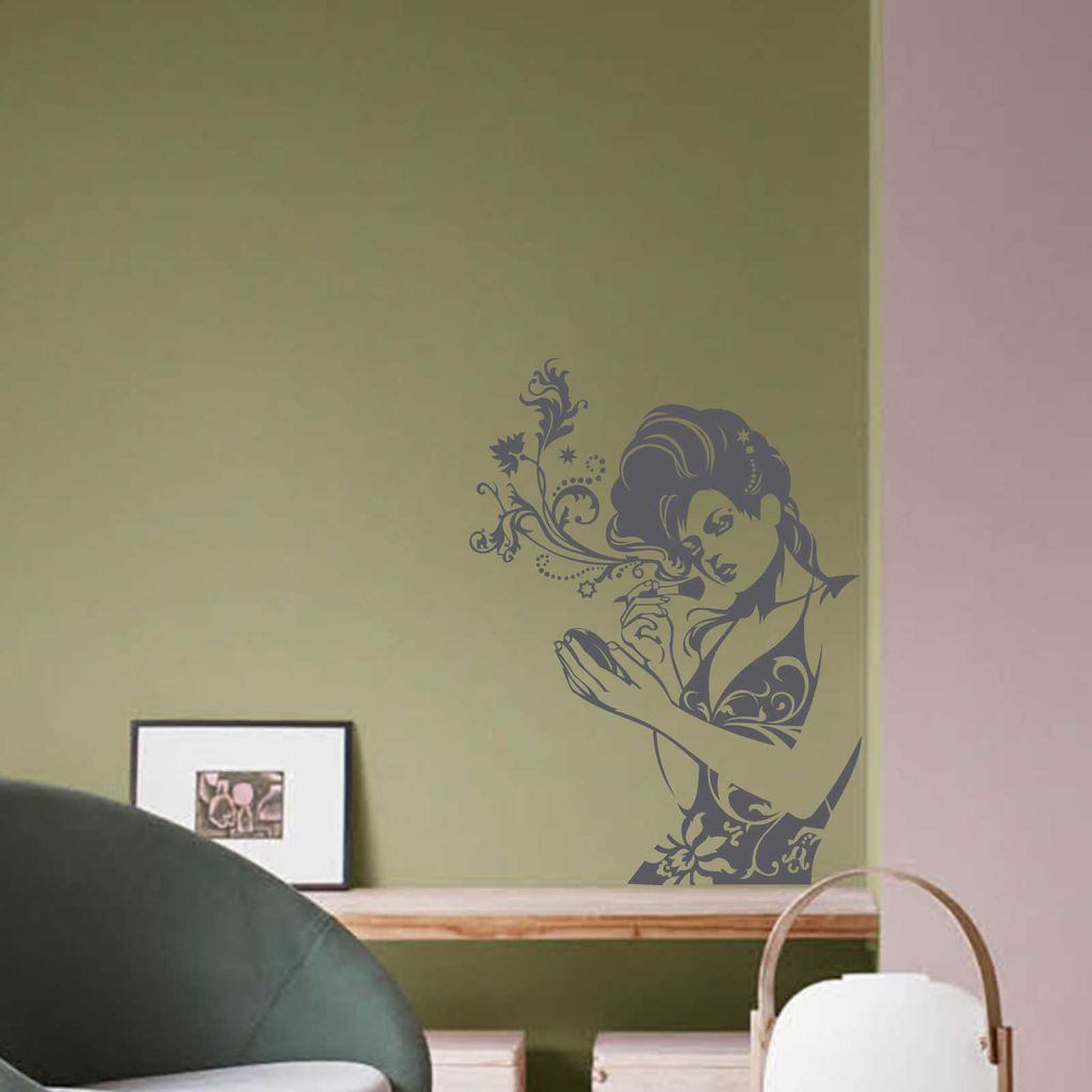 Wandtattoo - Wandaufkleber - Wandtattoo "Glamour Woman" - 62cm x 42cm dunkelgrau - Dekoration Küche Wohnzimmer Wand