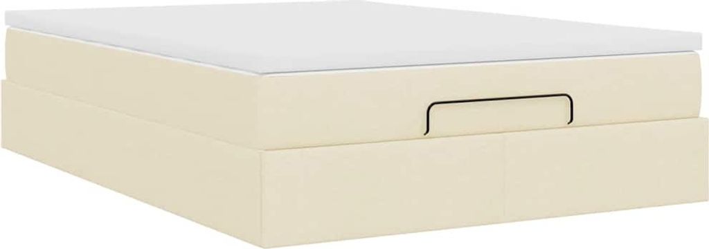 Ottoman-Bett mit Matratze Creme 140x200 cm Stoff