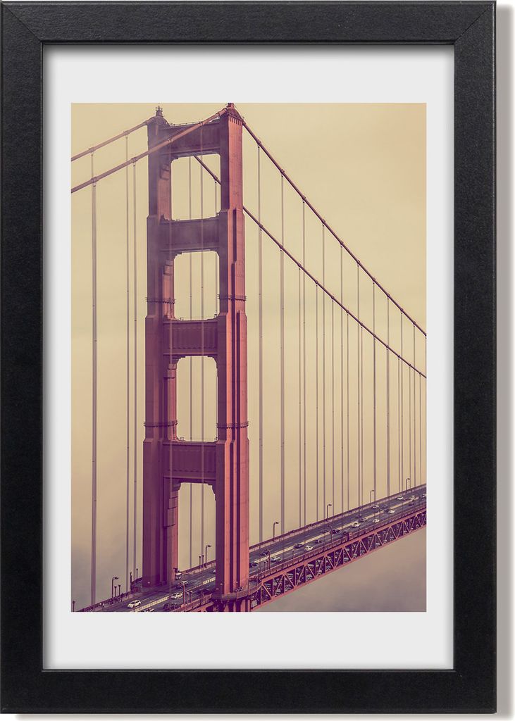 Bild 20x30 MDF-Rahmen, Wandkunst San Francisco Brücke