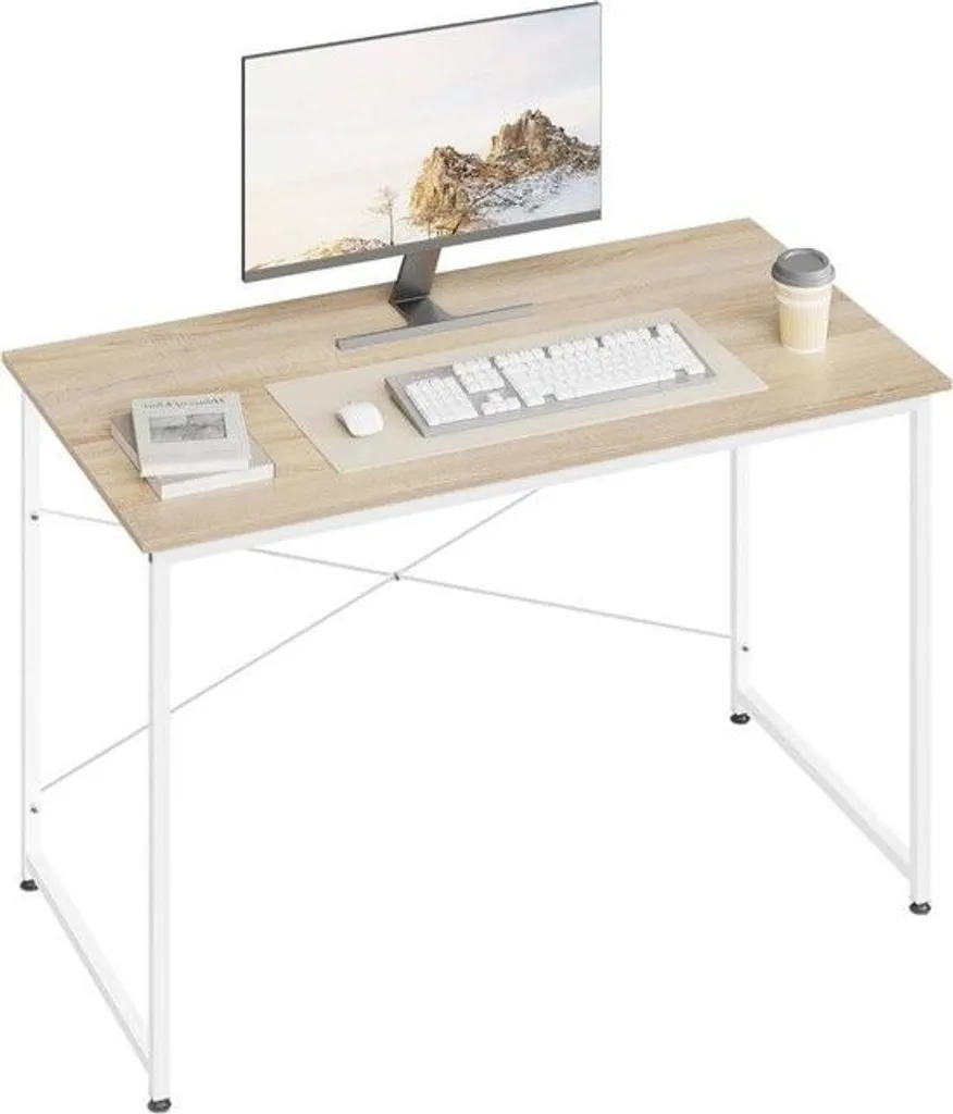 Grand bureau 140 x 60 cm - Poste de travail moderne chêne et métal