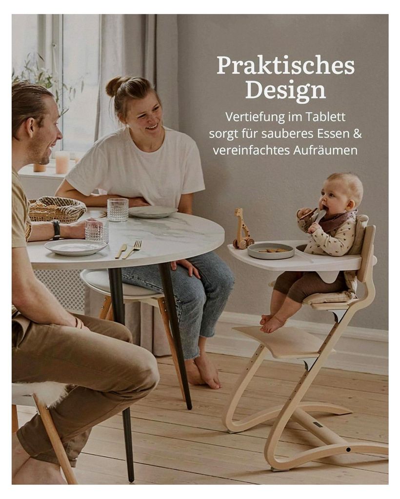 Classic Tablett für Hochstuhl Weiß - Stabil, Sicher und Funktional - Spülmaschinengeeignet - Lebensmittelzugelassenes Material