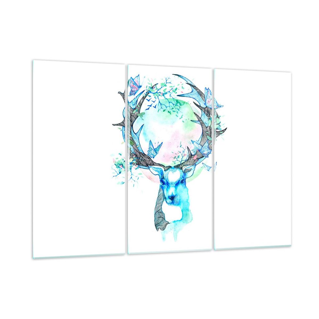 Bilder auf glas - Hirsch Natur Landschaft Dekoration - 105x70cm - Glasbilder - Wandbilder - Kunstdruck - Wanddekoration aus Glas - Glas Bilder - Wa...
