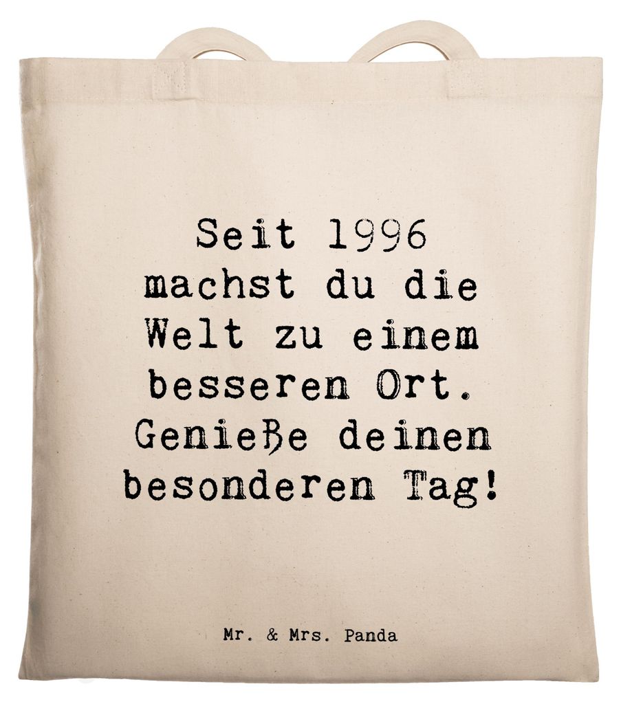 Mr. & Mrs. Panda Beutel Spruch 1996 Geburtstag - Transparent - Geschenk, Schultasche, positive Energie, Feierlichkeiten, besonderer Tag, Geburtstag...
