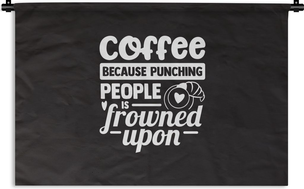 MuchoWow Wandteppich Wandbehang Kaffee - Zitat - Schwarz 60x40 cm Tapisserie Dekoration Wandtuch - Wanddekorationen