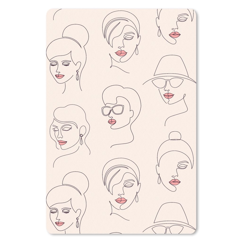 MuchoWow Mauspad Mousepad Frau - Linienkunst - Muster - Pastell 18x27 cm - Mousepads - Maus Mat - Pad - Mausunterlage