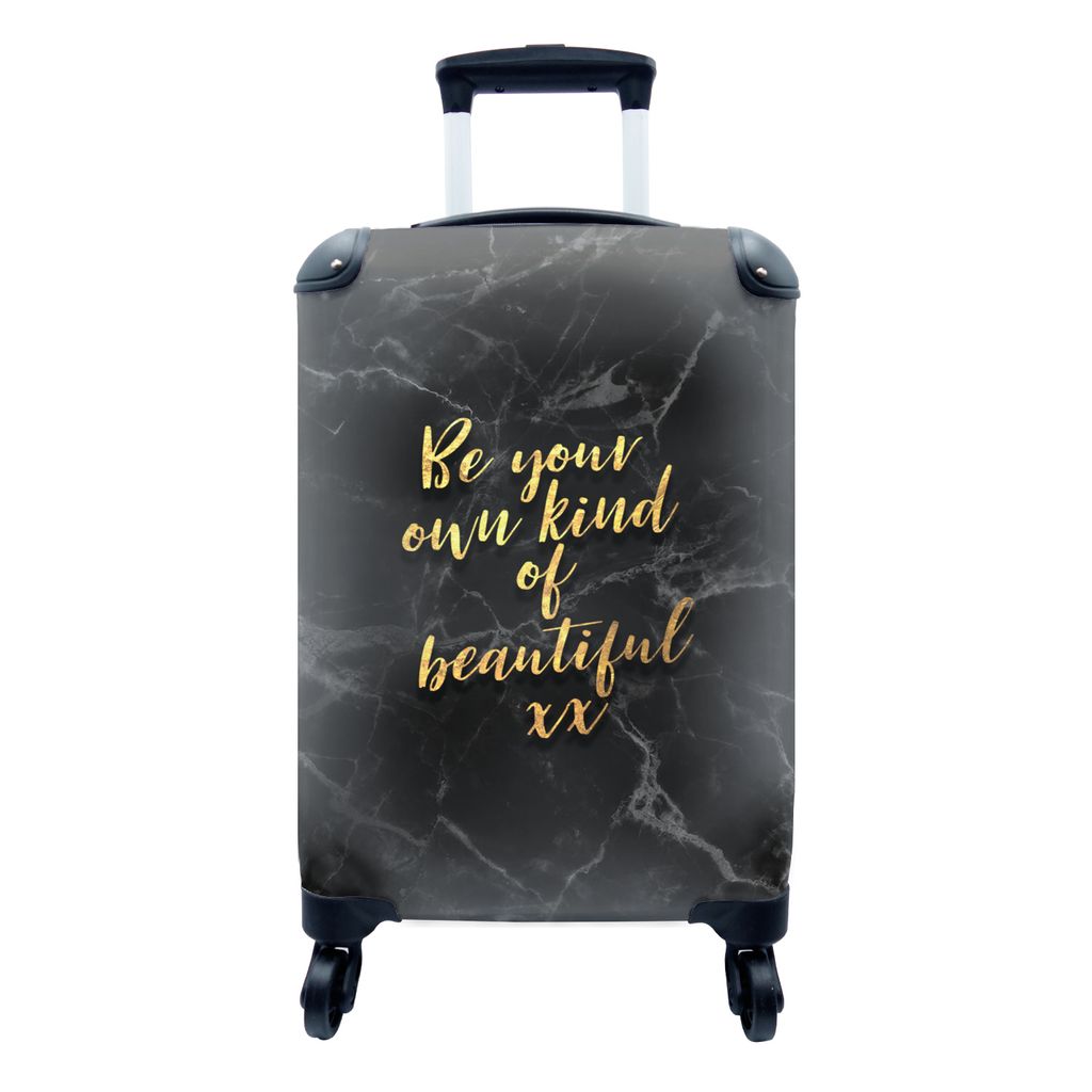 MuchoWow Koffer Handgepäck Trolley Rollkoffer Kleine Reisekoffer mit 4 Rollen - Zitate - Schönheit - Marmor - Cabin Size < 55x40x23 cm & 55x40x...