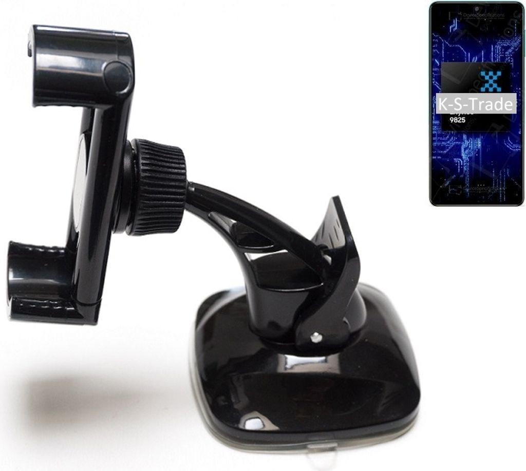 K-S-Trade kompakte Handy-Halterung Windschutzscheibe kompatibel mit Samsung Galaxy M62 Armaturenbrett schwarz Autohalterung KFZ Halter