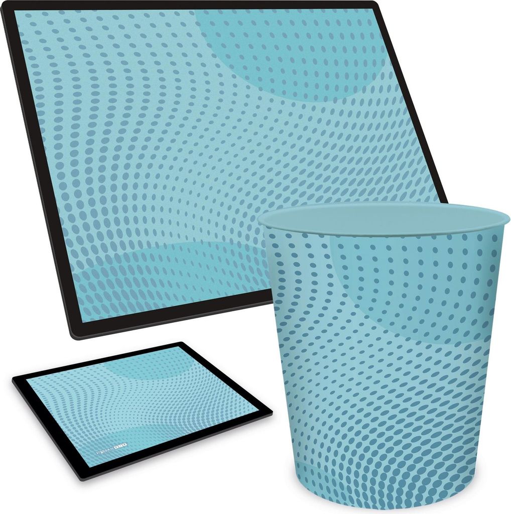ITENGA Papierkorb Schreibtischunterlage Mauspad Set - ca. 15 Liter - BOC5 blau