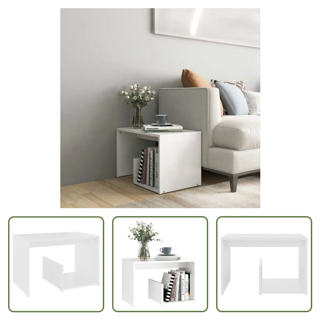 Table d'Appoint Blanche Design Compact 59x36 cm Matériau Bois Robuste - 7