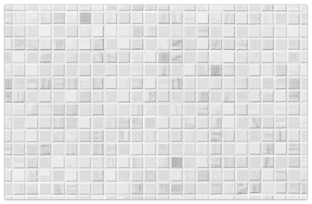 Wallario Premium Teppich, Größe 90 x 140 cm, Fliesen im Bad weiß-grau