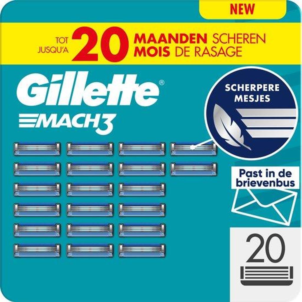 Gillette Mach3 Rasierklingen für Männer, 20 ORIGINAL Gillette Ersatzklingen, Kli