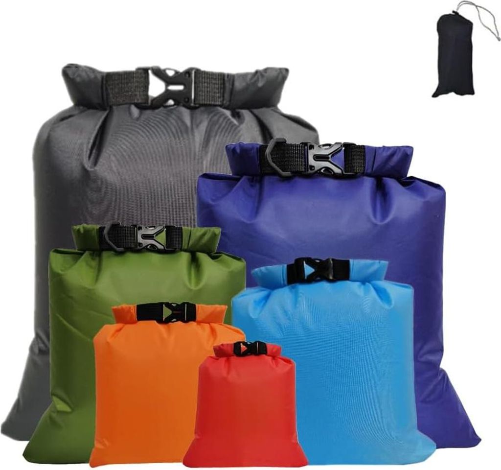 6-teiliges wasserdichtes Trockenbeutel-Set mit großer Kapazität, Schwimmtasche für Reisen, Rafting, Schwimmen, Schnorcheln, Camping, Radfahren, ...