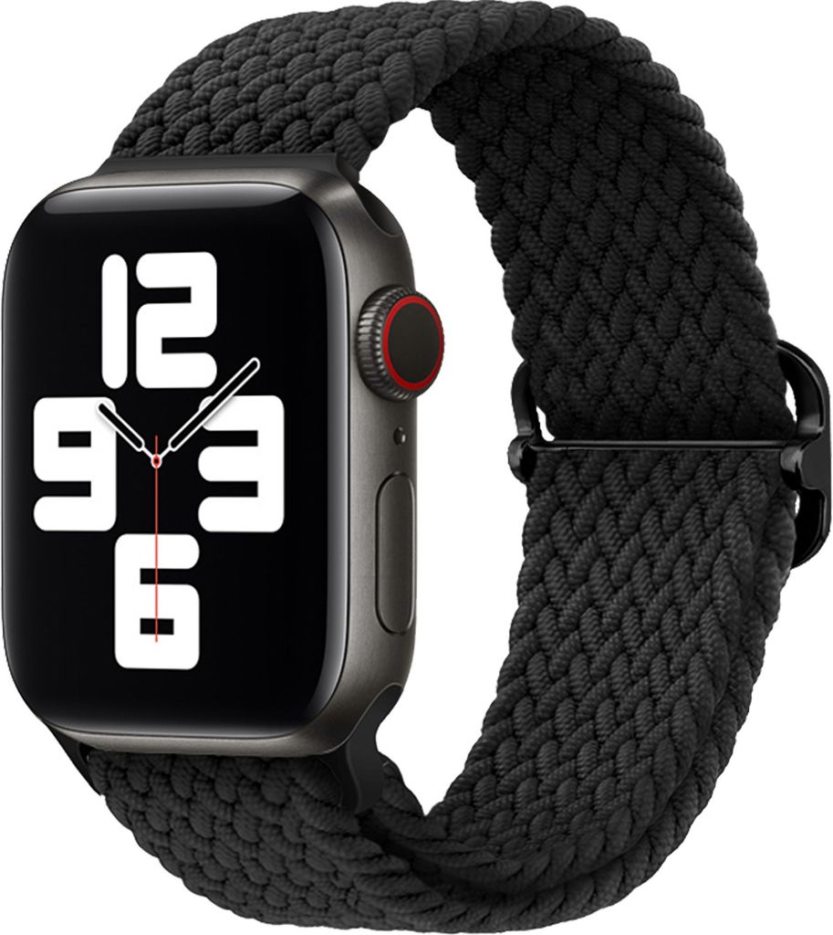Strap-it Apple Watch Geflochten Nylon Armband (Schwarz) - Große: 42 - 44 - 45 - 49mm