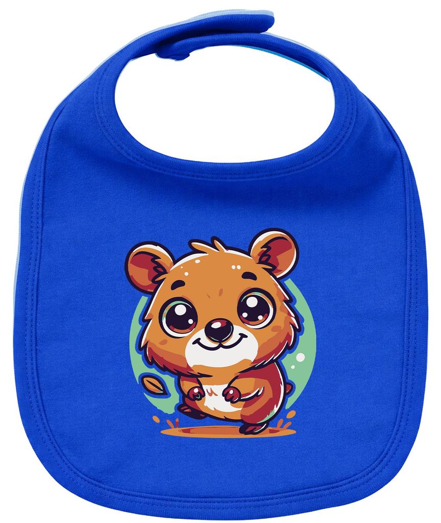 Huuraa Baby Lätzchen Quokka Comic Royal Blue Klettverschluss Baumwolle Latz Geschenkidee