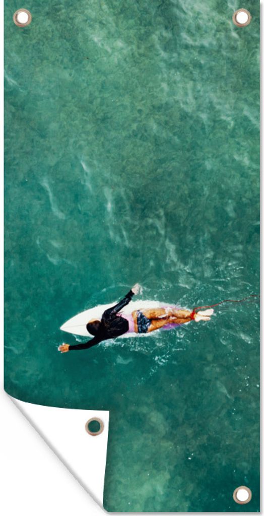 MuchoWow 40x80 cm Outdoor-Poster Gartendeko Sichtschutz Garten Poster für den Garten Surfer beim Paddeln