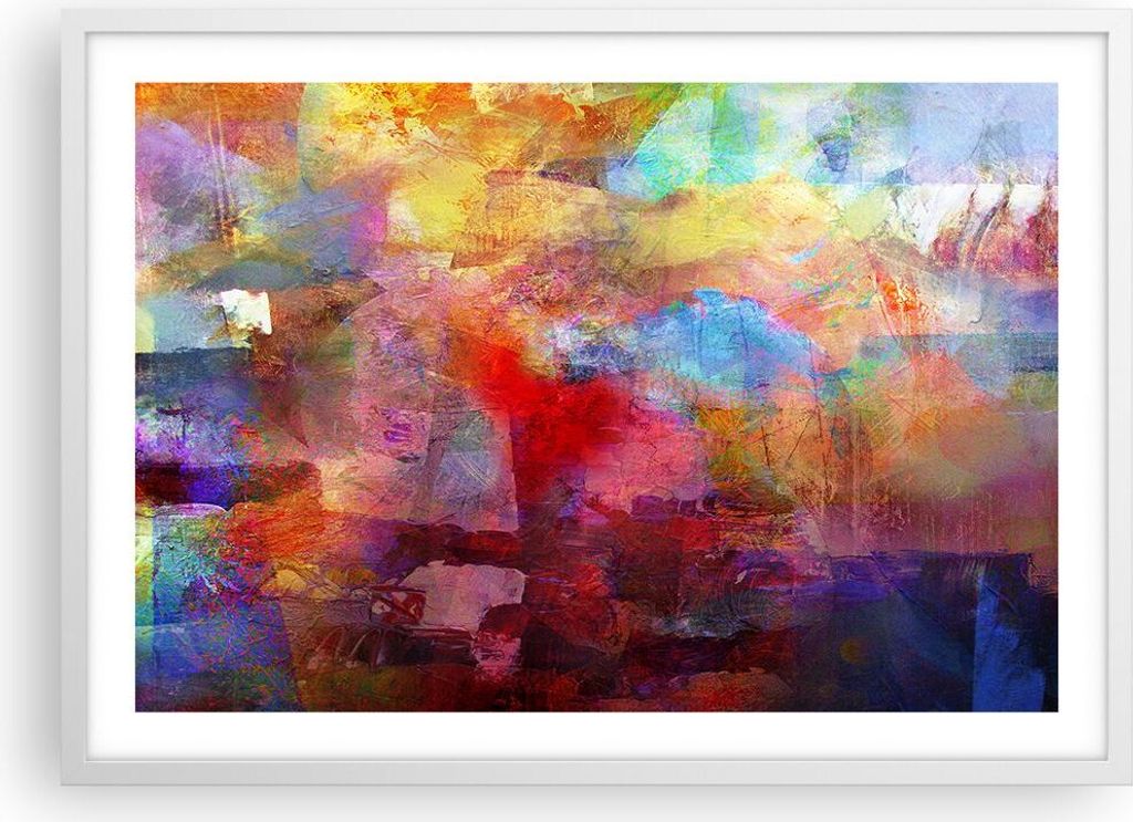 Gerahmtes Poster - Weißer Rahmen - Abstraktion modern - 70x50 cm - Wand Bild - Wanddeko - Wandbilder - Kunstposter - Wandposter - Bilderrahmen - B...