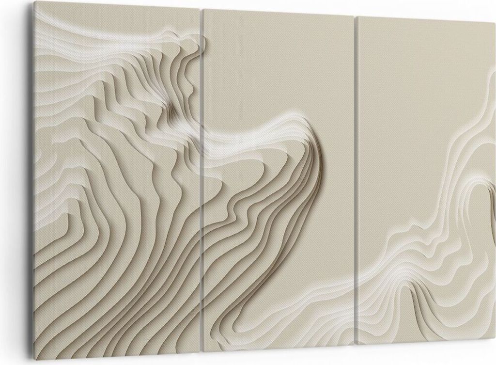Bild auf Leinwand - Leinwandbild - 3 Teile - Dreidimensional cremig strukturell - 165x110cm Wand Bild Wanddeko Wandbilder Leinwanddruck Bilder Wand...
