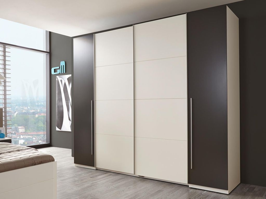 Kleiderschrank Drehtürenschrank Schwebetürenschrank Schlafzimmer "Ketty I" Lava / Weiß