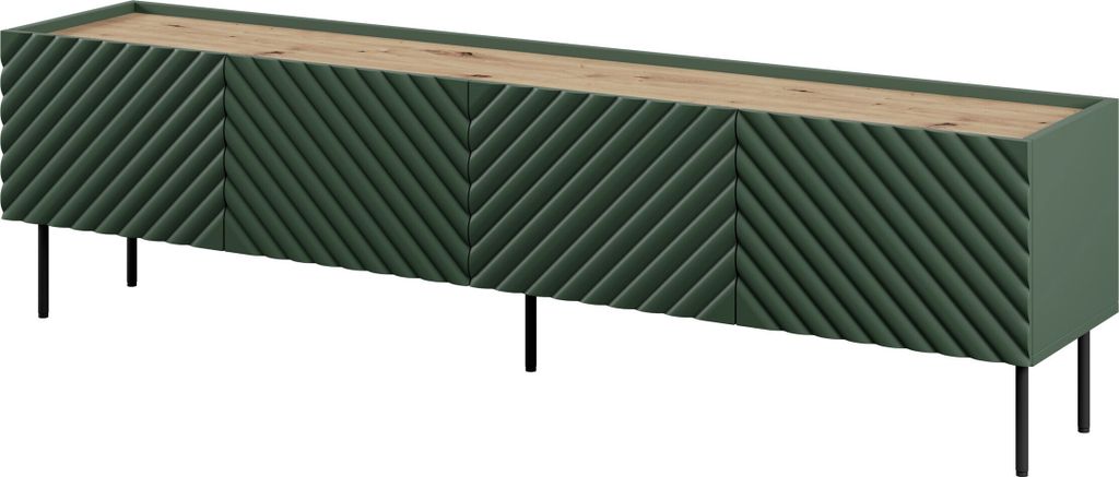 Fernsehschrank Onda 4D Tv-Lowboard 4 Türiger Unterschrank Mdf Grün Matt
